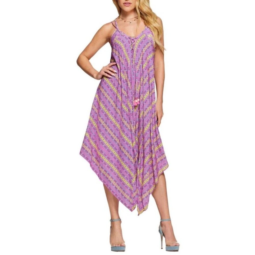 Jessica Simpson Med Swimwear Cover-up Dress Shine Bright Tulip Handkerchief Hem